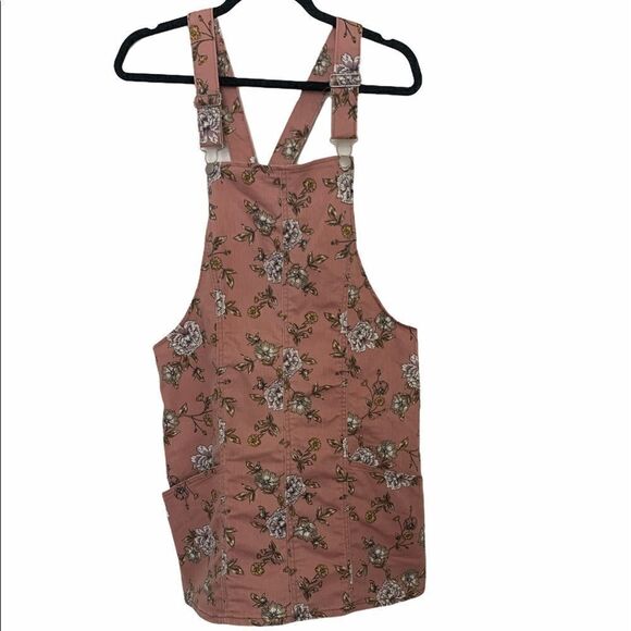 No Boundaries Floral Overalls Dress Juniors Sz 11 - Picture 1 of 10